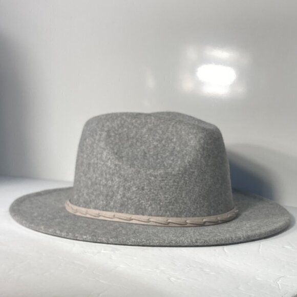 Gray Flannel Fedora OS flat brim hat Classic Staple Boho Western Ranch - Picture 1 of 7